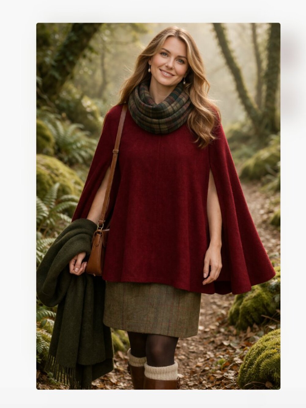 Noire Maroon Cape / Poncho Top – Flowy Bell Sleeve Capelet | Size Medium